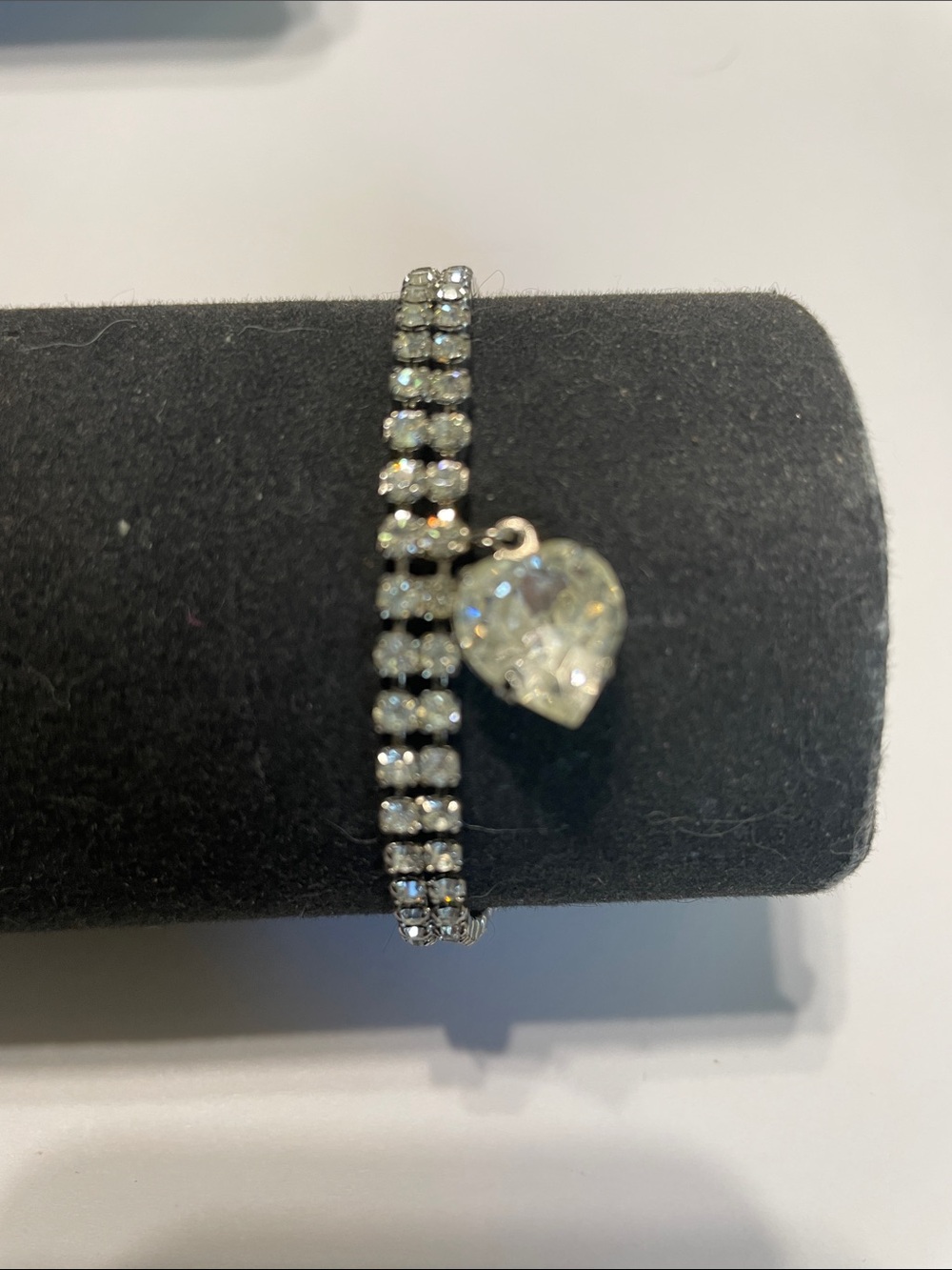 Sparkling Heart Charm Tennis Bracelet.  9/6/6